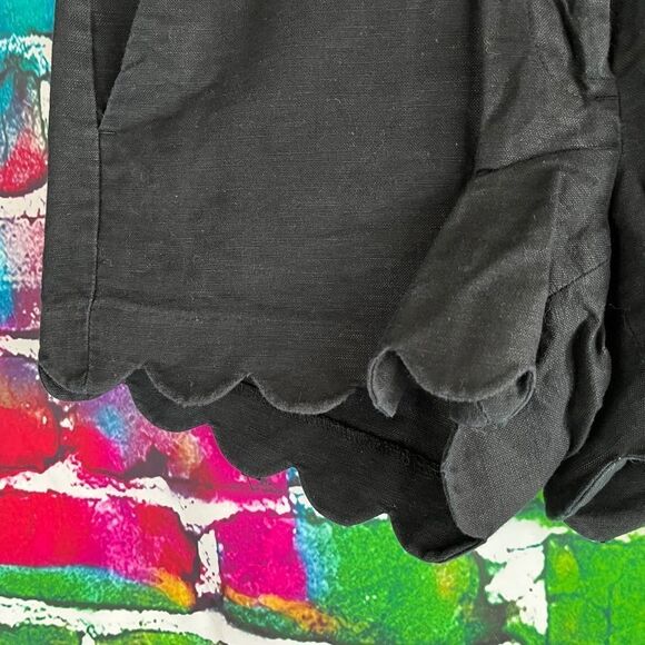 J. Crew Black Linen Blend Scallop Trim Shorts Size 4 - Picture 5 of 6